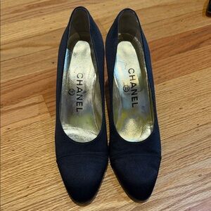 CHANEL Women's Black Suede Heels